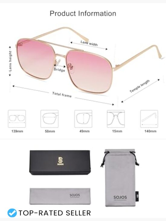Trendy Square Aviator Sunglasses Gold Frame Light Tint Y2K Retro Metal UV400